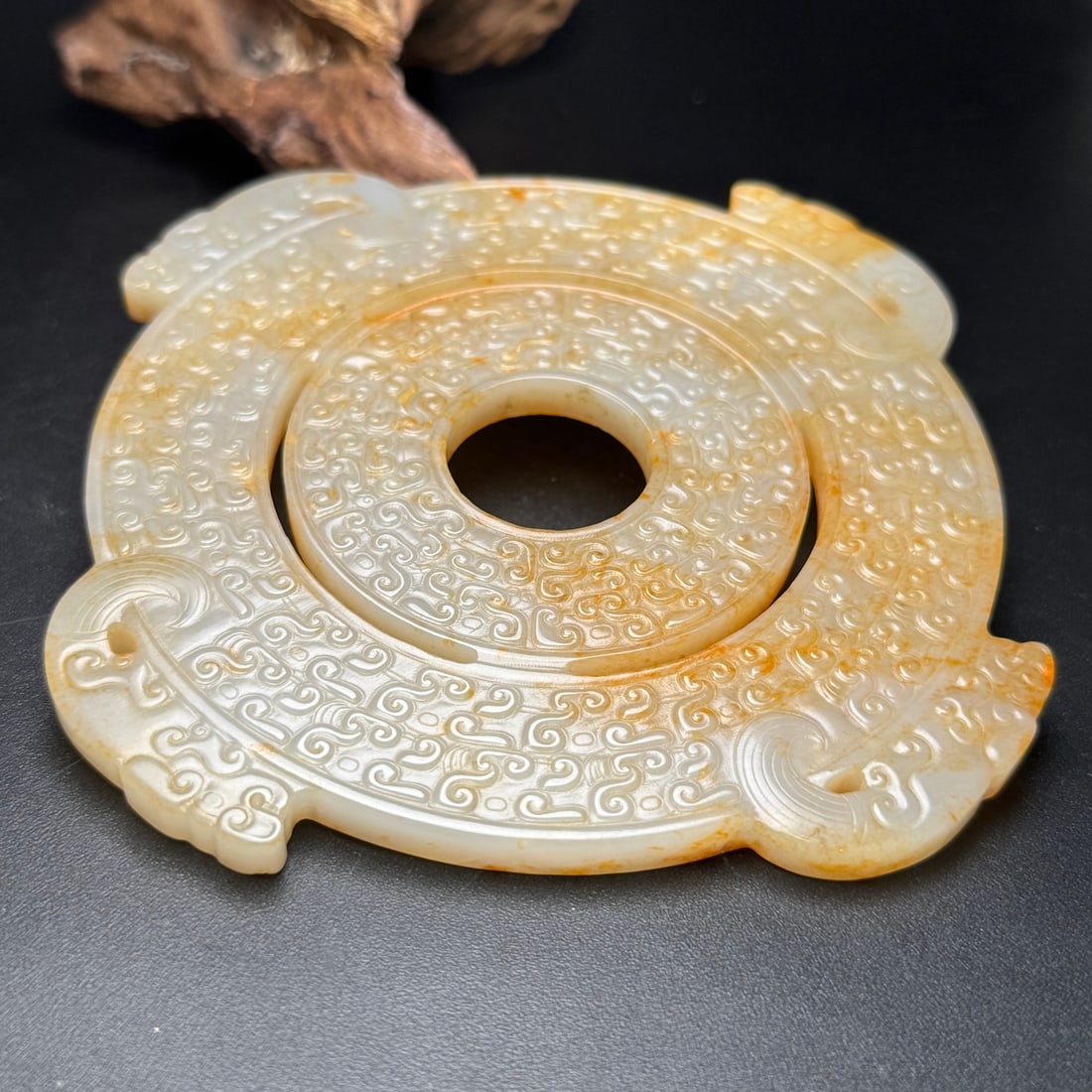 Old Hetian Jade Bi Statue - 6