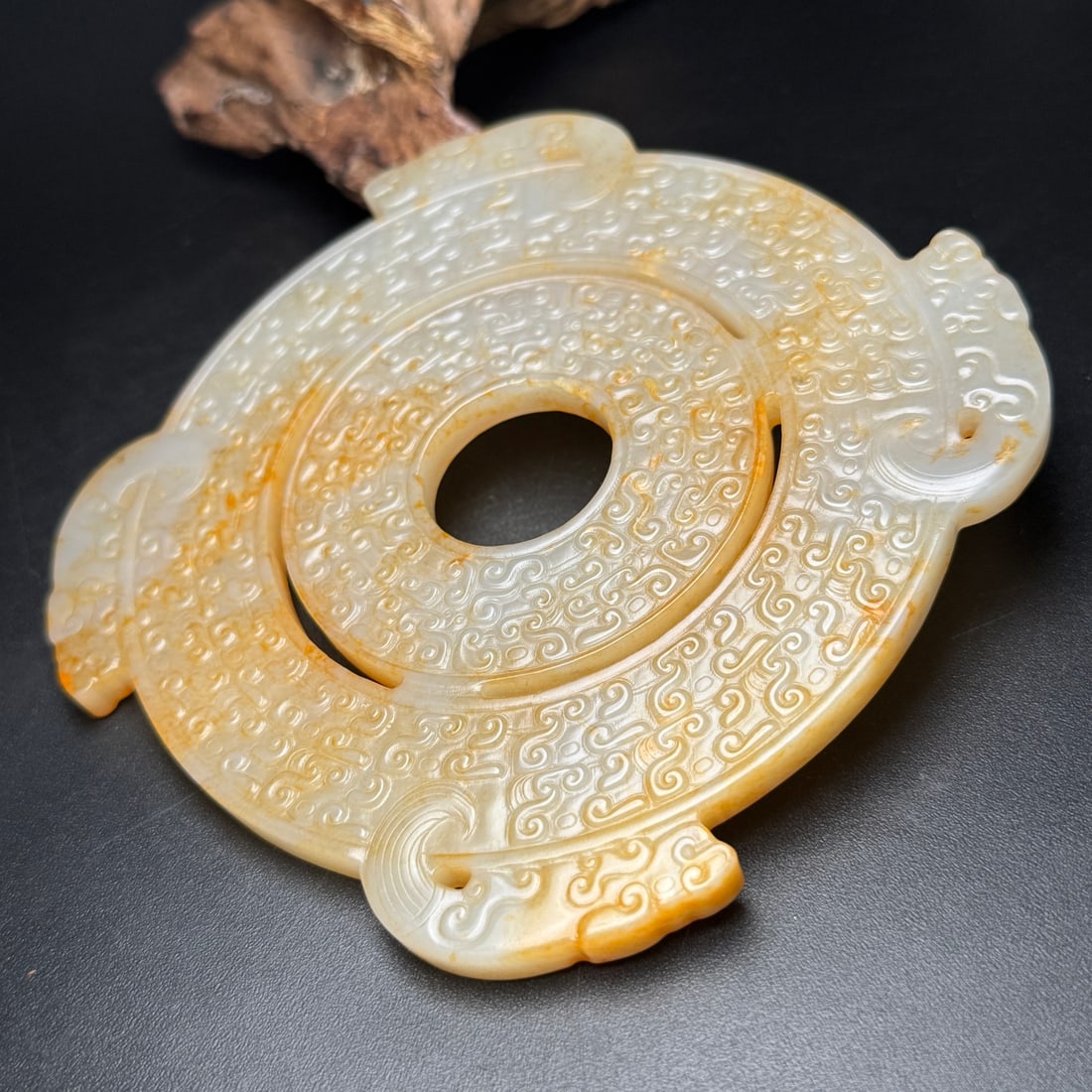 Old Hetian Jade Bi Statue - 7