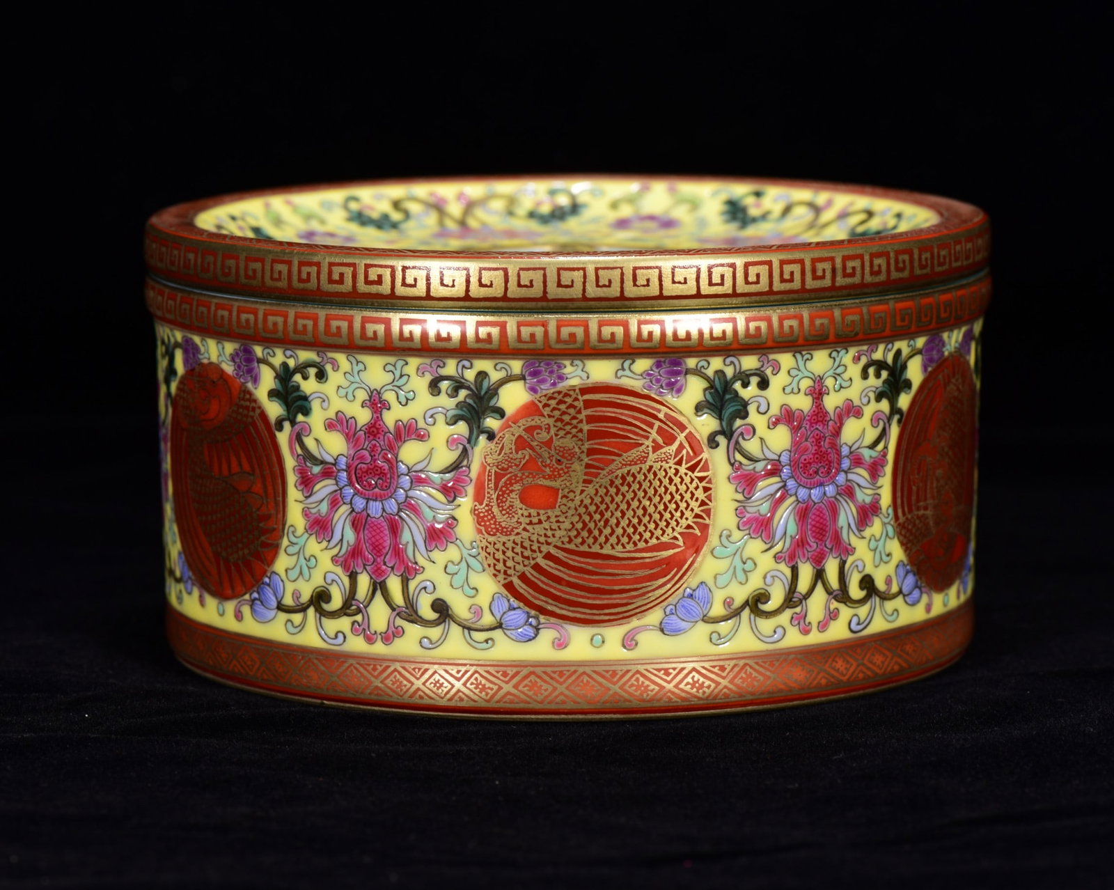 Gilt Gold Yellow Ground Famille Rose Porcelain Incense Burner - 2