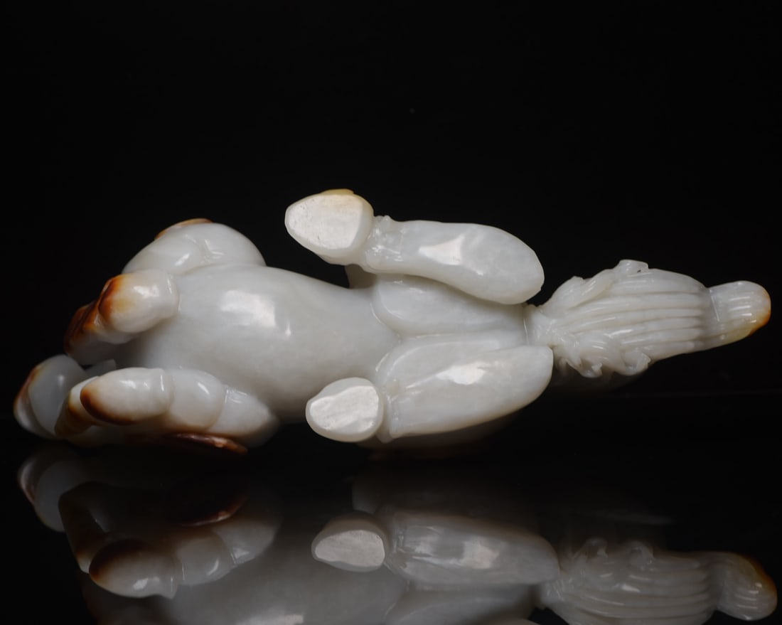 Hetian Jade Hand Carved Horse Monkey Statue - 6