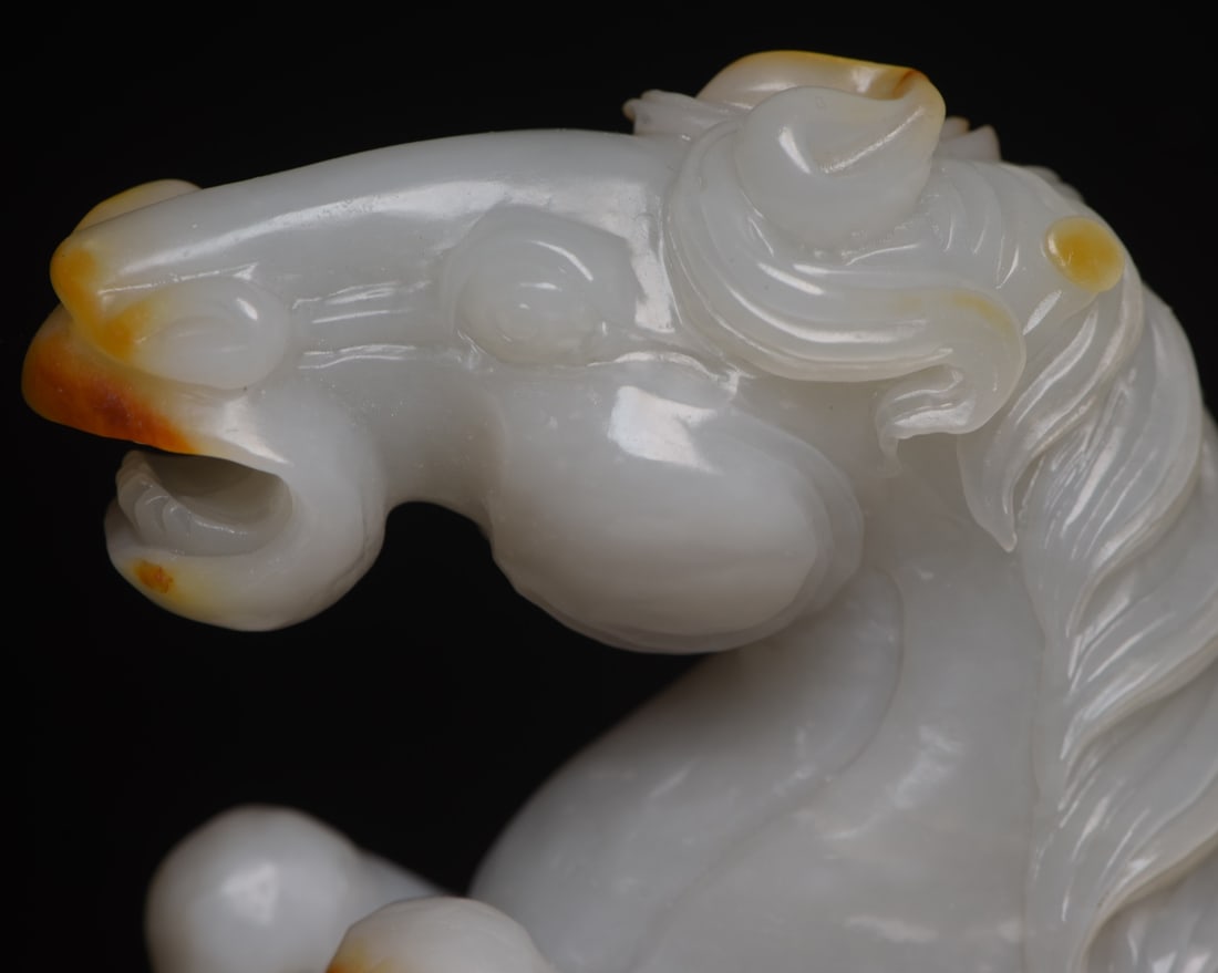 Hetian Jade Hand Carved Horse Monkey Statue - 7