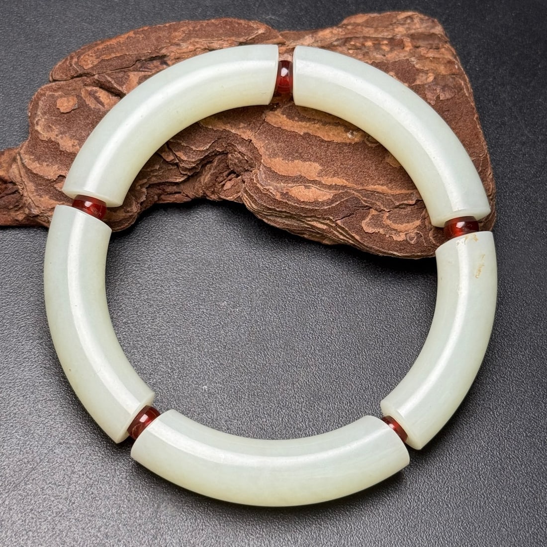 Hetian Jade & Red Agate Bracelet Bangle - 2