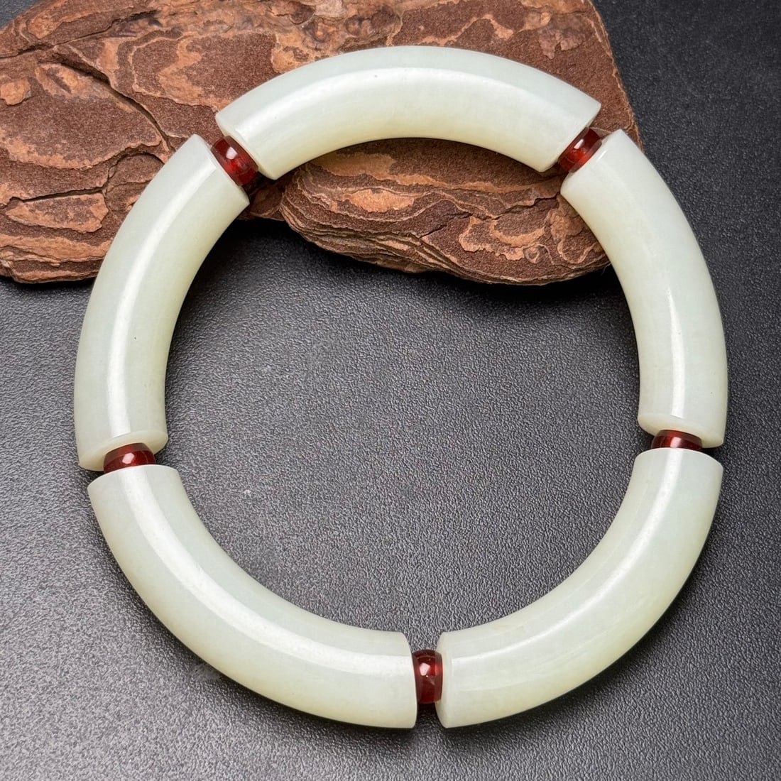 Hetian Jade & Red Agate Bracelet Bangle - 3