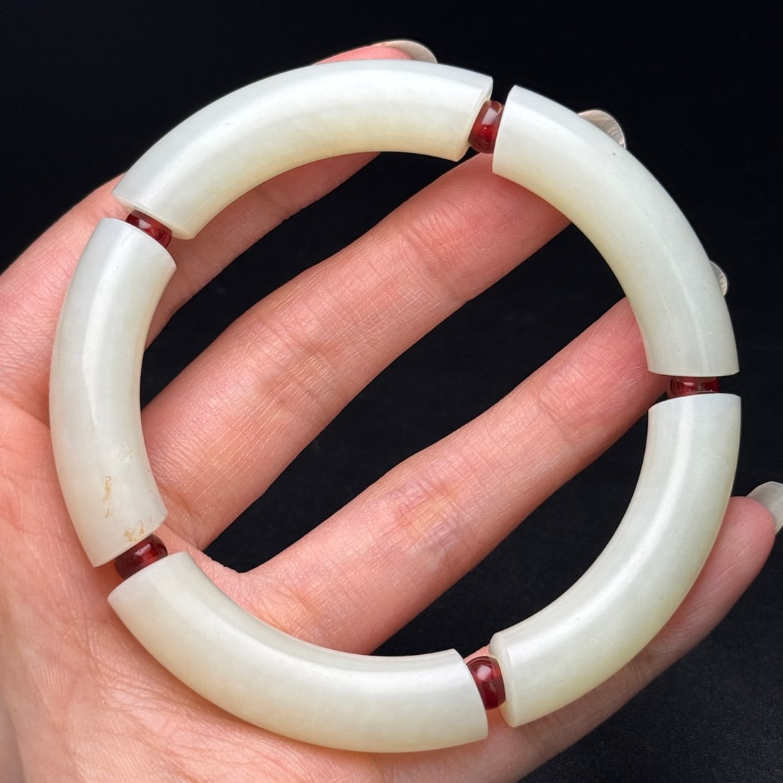 Hetian Jade & Red Agate Bracelet Bangle - 8