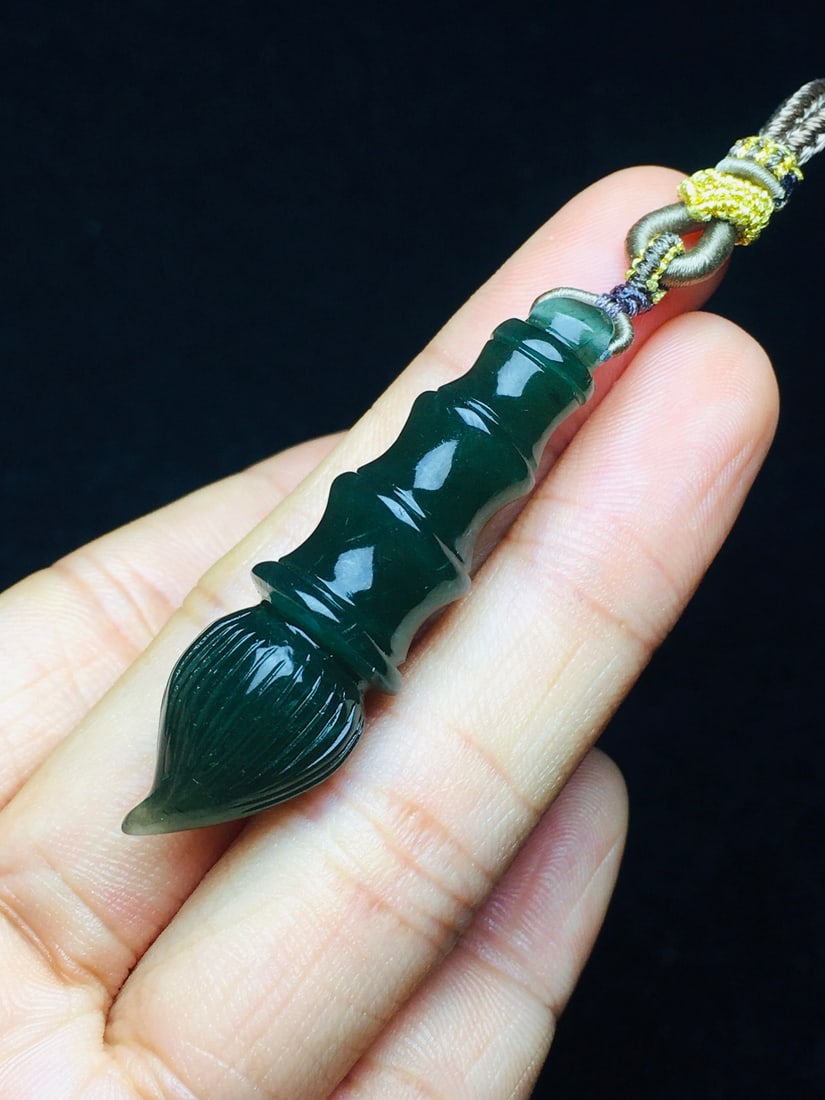 Natural Green Crystal writing brush Pendant - Wenchang Bi - 3