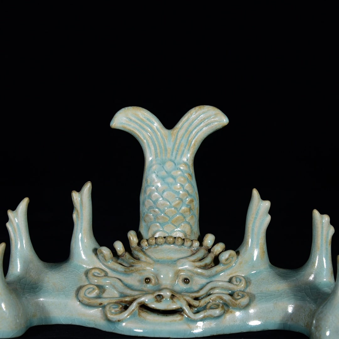 Old Ru Kiln Dragon Fish Porcelain writing brush Shelf - 4