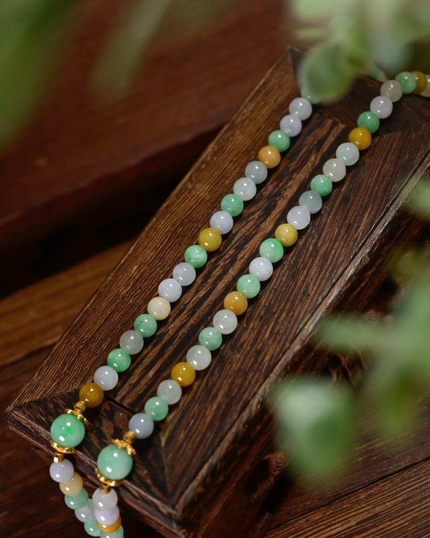 Green Jadeite Gourd Pendant w Necklace - 4