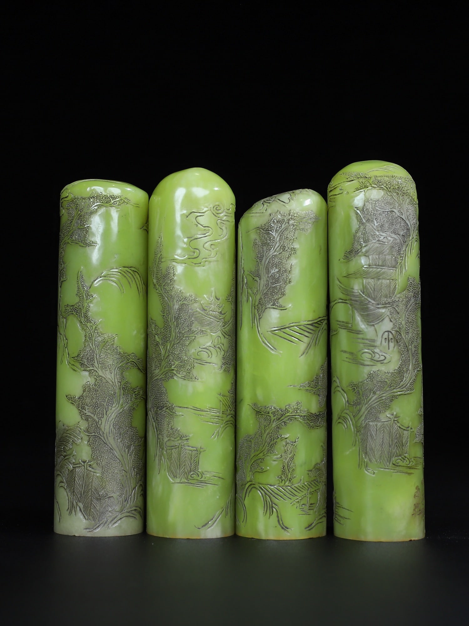 A Set Shoushan Stone Seal Statue w Box - 4