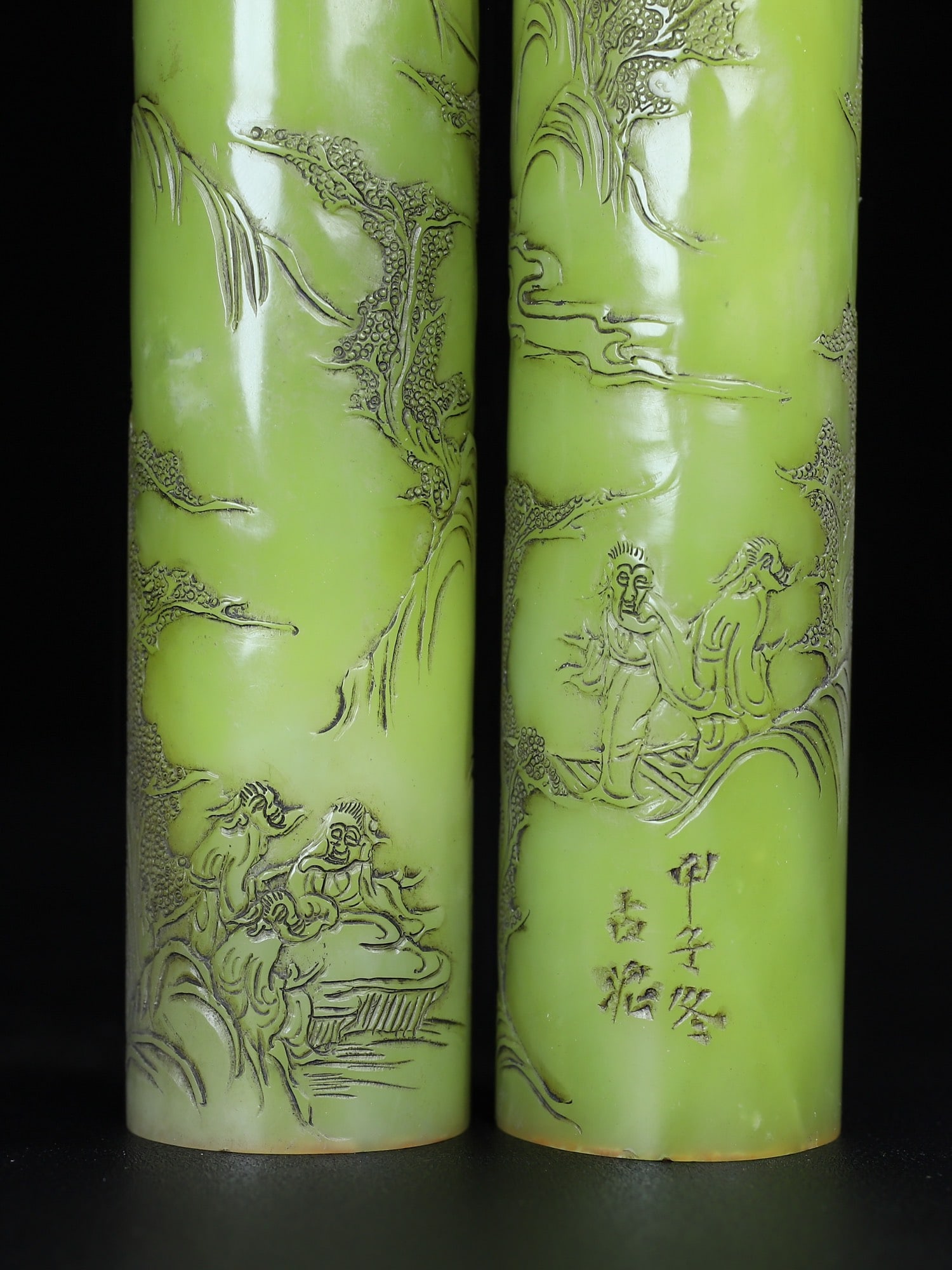A Set Shoushan Stone Seal Statue w Box - 7