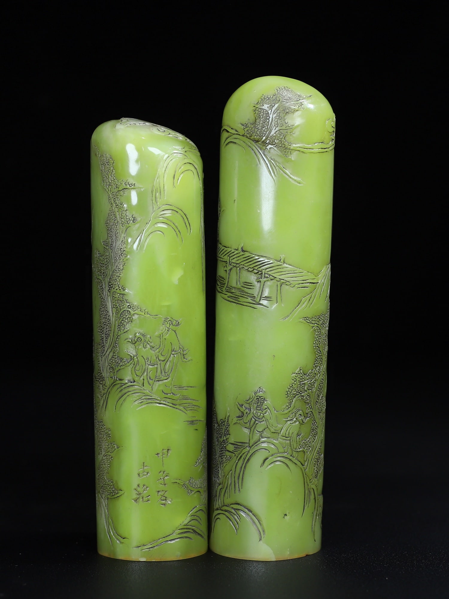 A Set Shoushan Stone Seal Statue w Box - 8