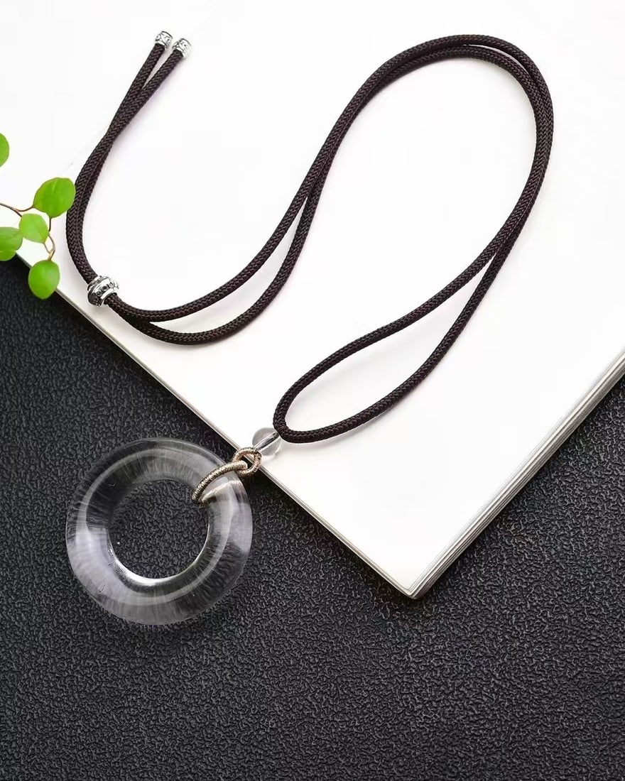 White Crystal Lucky Round Pendant - 4