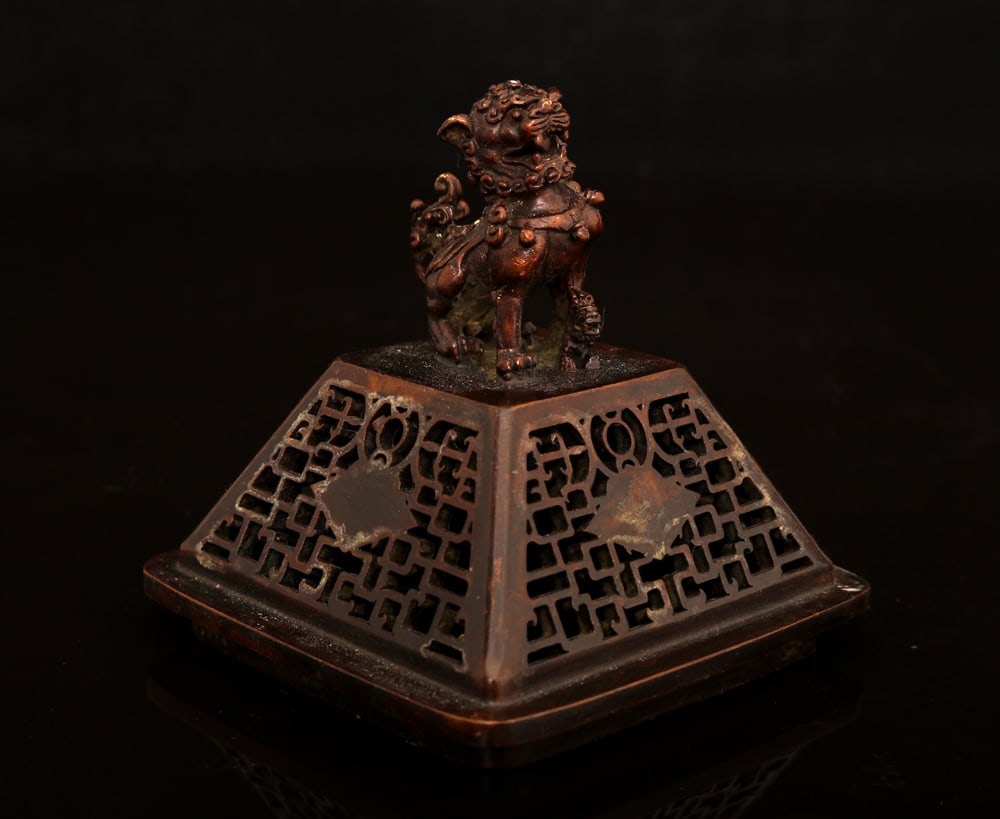 Vintage Bronze Cloisonne Double Ear Incense Burner - 4