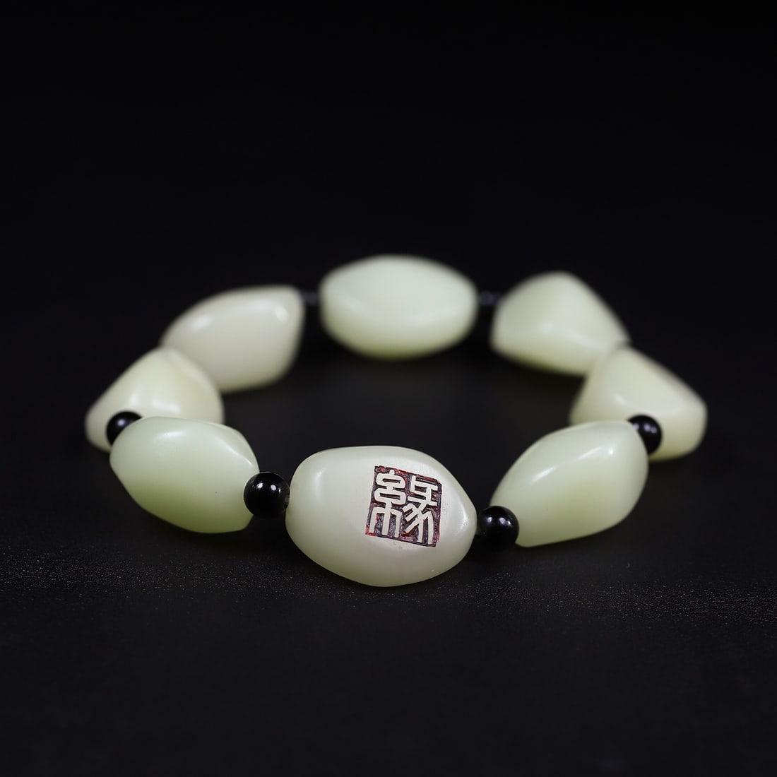 Vintage Shoushan Soapstone Original Stone Bracelet with Wood Box - 2