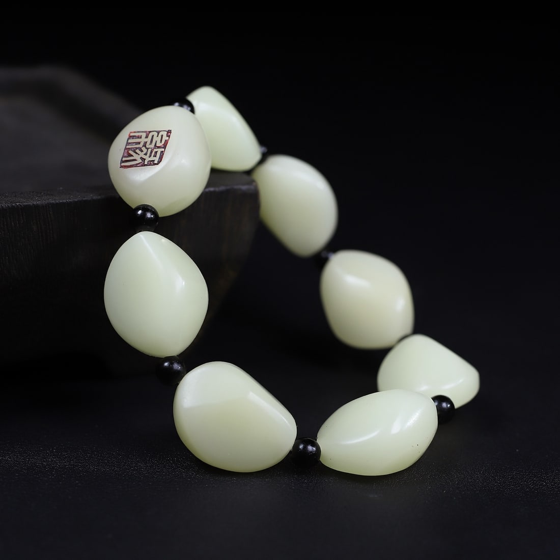 Vintage Shoushan Soapstone Original Stone Bracelet with Wood Box - 6