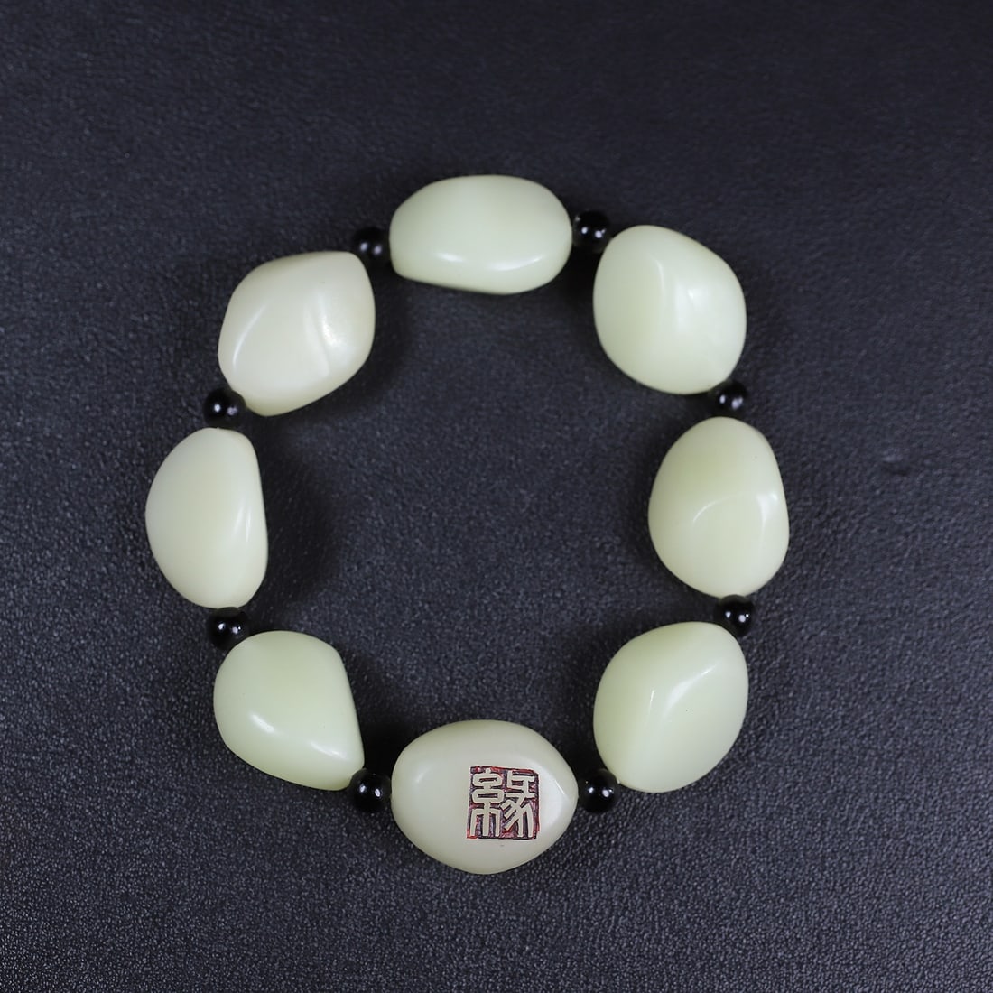 Vintage Shoushan Soapstone Original Stone Bracelet with Wood Box - 9