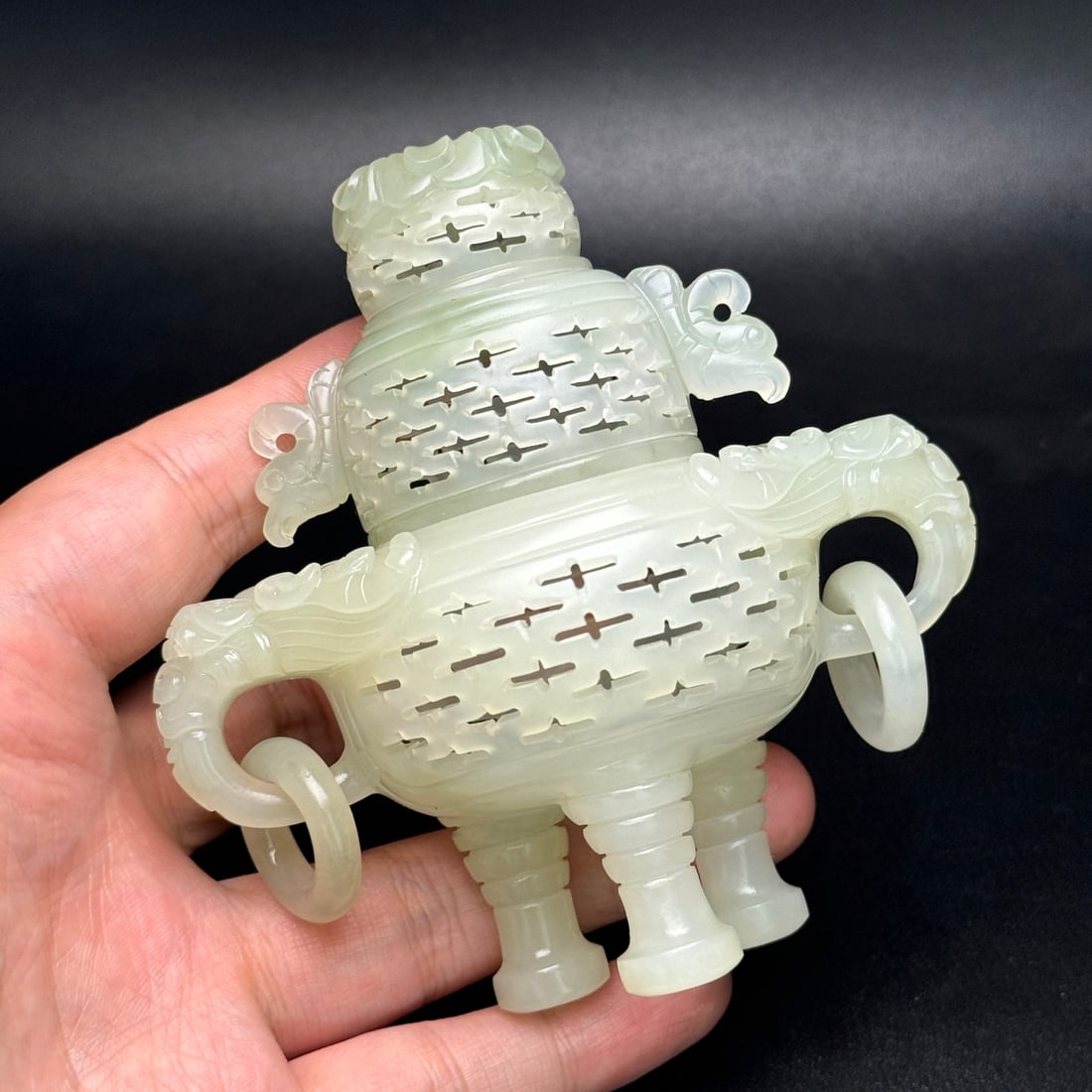 Openwork Hetian Jade Incense Burner - 7
