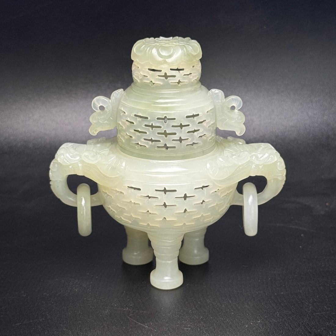 Openwork Hetian Jade Incense Burner - 9