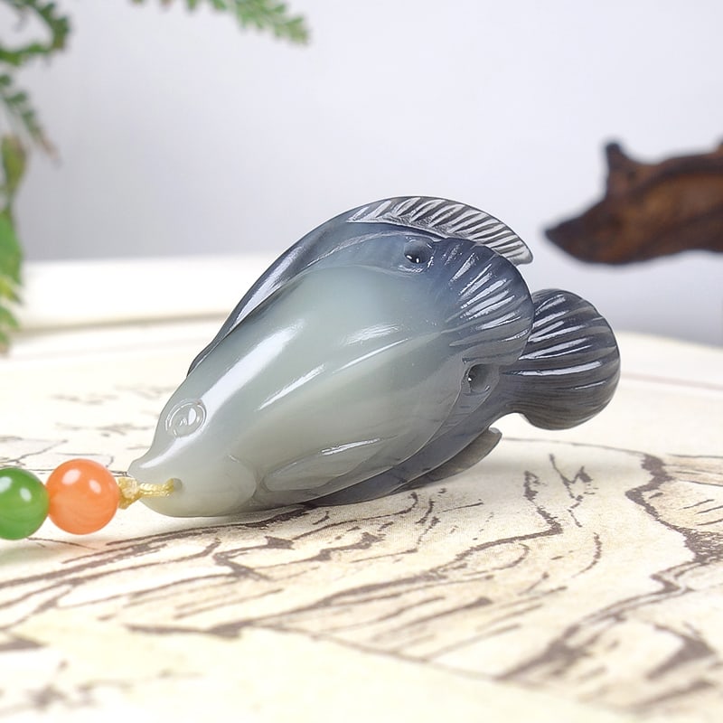 Hetian Jade Pendant - Fish - 2