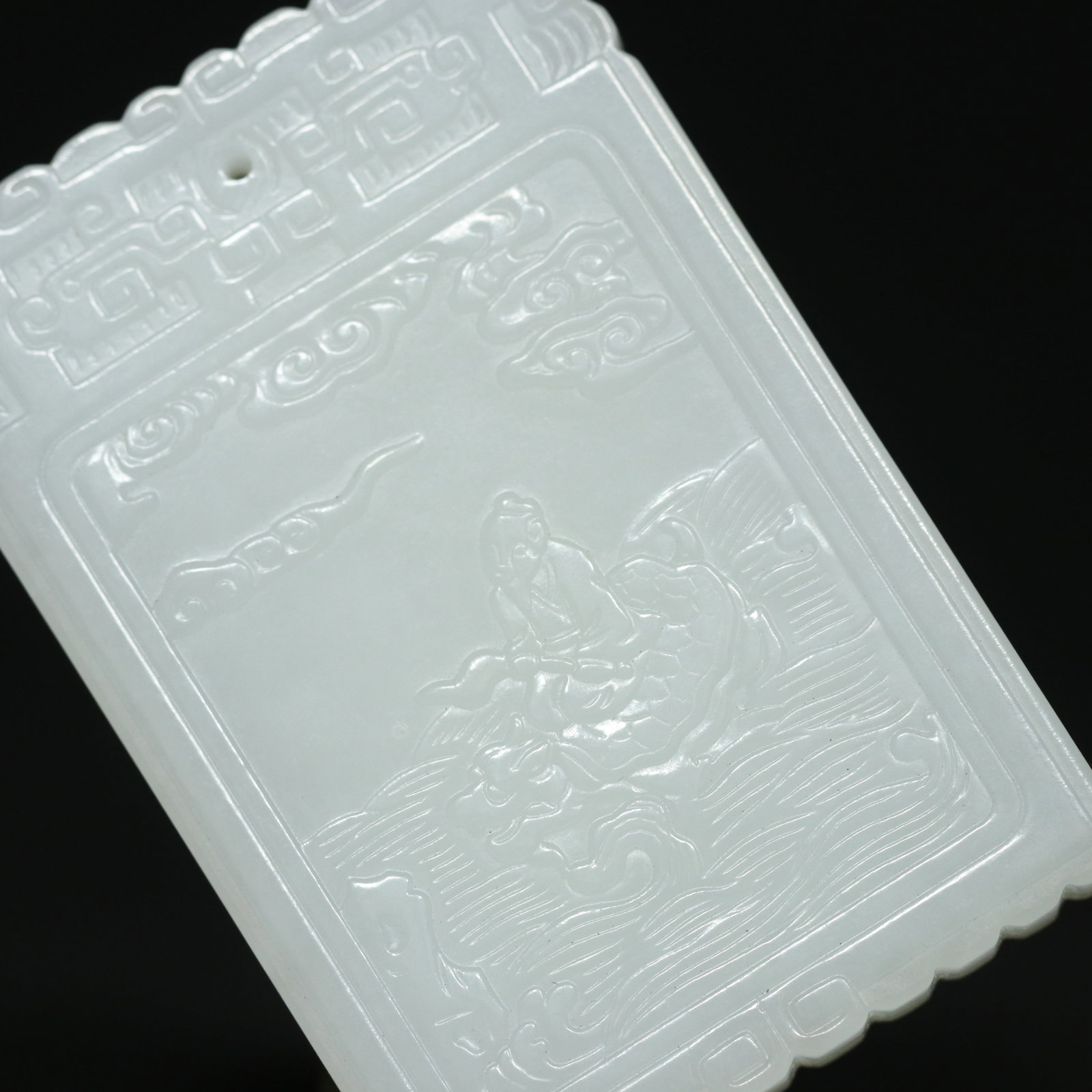 White Hetian Jade Sage & Poetic prose Pendant - 9