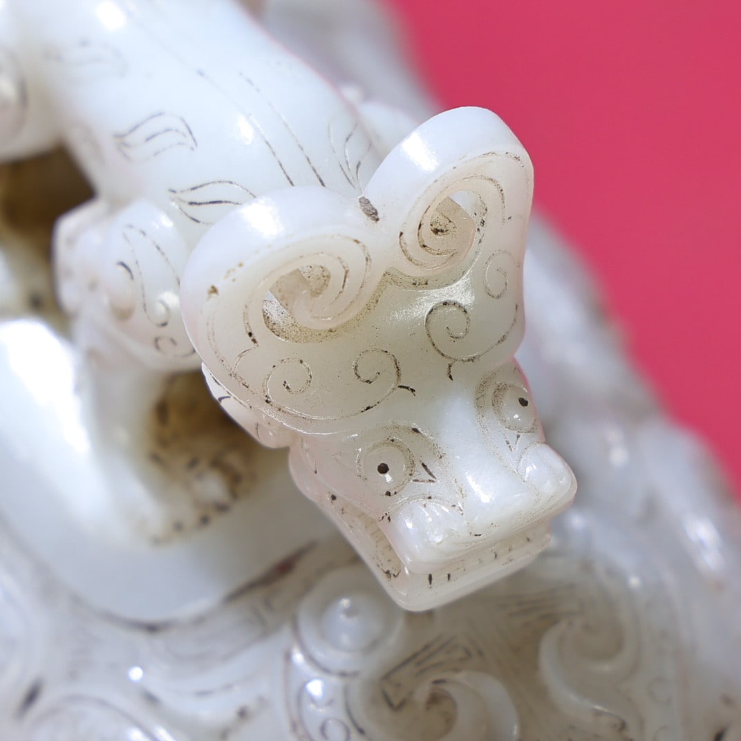 Vintage Han Dynasty Hetian Jade Ox Statue - Zun - 4