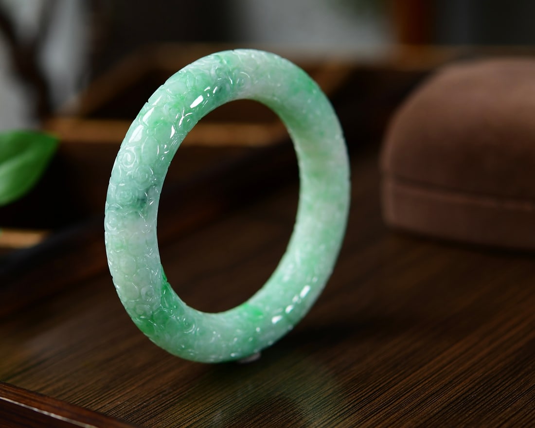Inside Diameter 56mm Green Jadeite Bracelet Bangle - 2