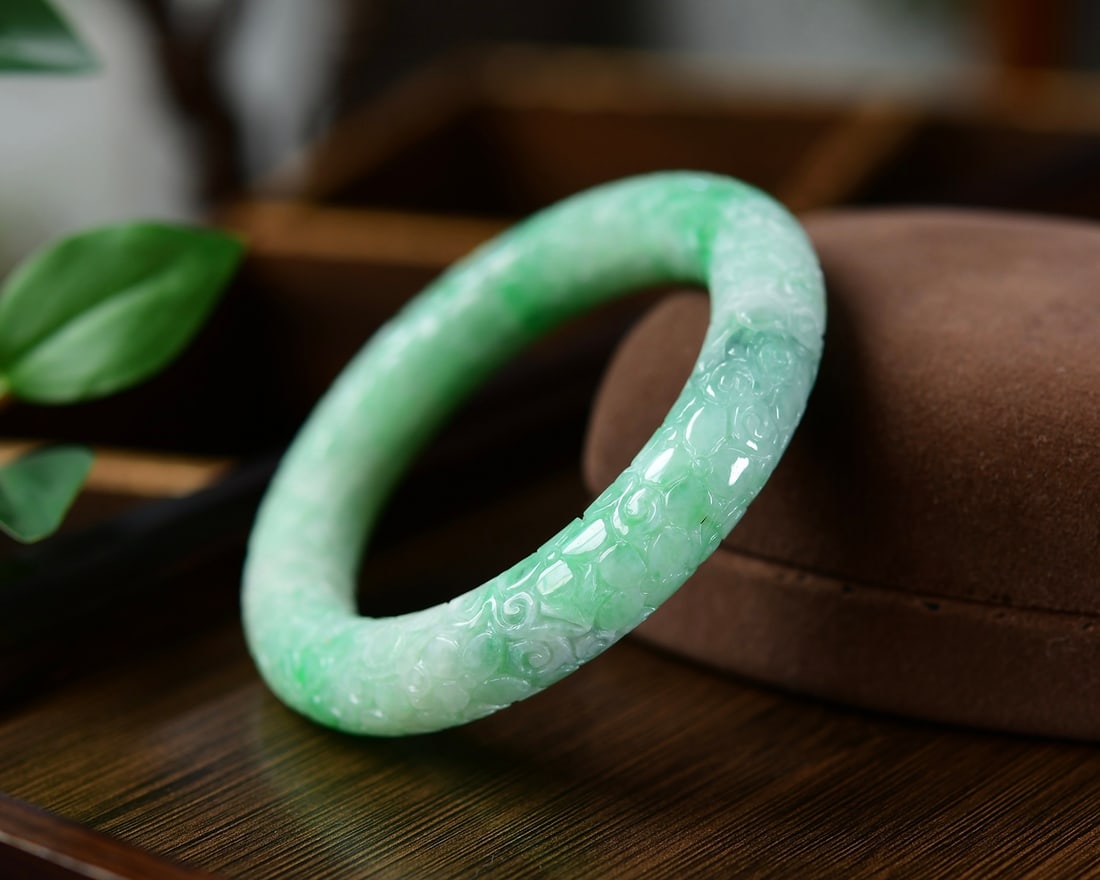 Inside Diameter 56mm Green Jadeite Bracelet Bangle - 3