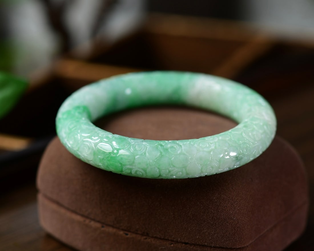 Inside Diameter 56mm Green Jadeite Bracelet Bangle - 5