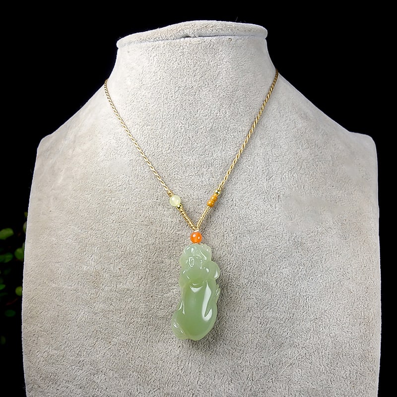 Green Hetian Jade Pendant - Dog - 8