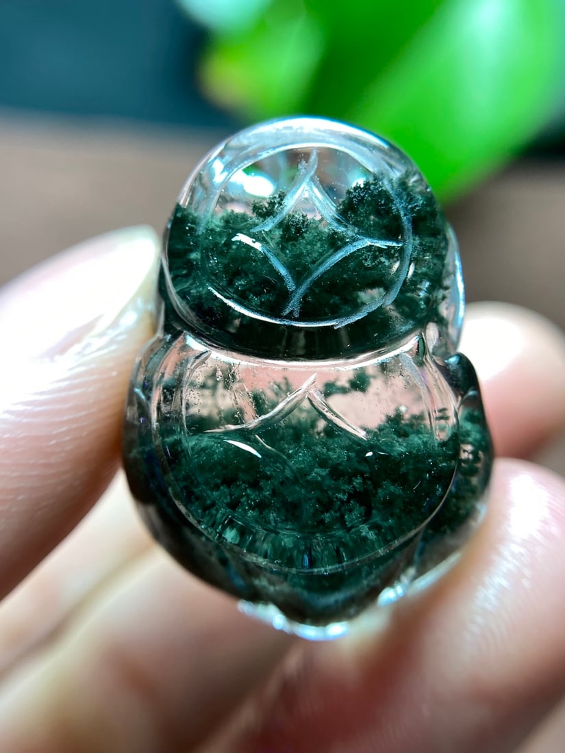 Green Crystal Pixiu Pendant with Certificate - 5