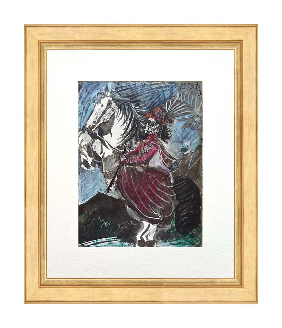 Pablo Picasso, Toros y Toreros 1 dated 12/3/59 Framed: Artist: Pablo Picasso Country: Spain Title: Toros y Toreros 1 dated 12/3/59 Medium: Quadrichromie Marks: Not signed not numbered Paper size: Vellum 14.75 x 10.50 inch Publisher: Editions Cercle d'Art 