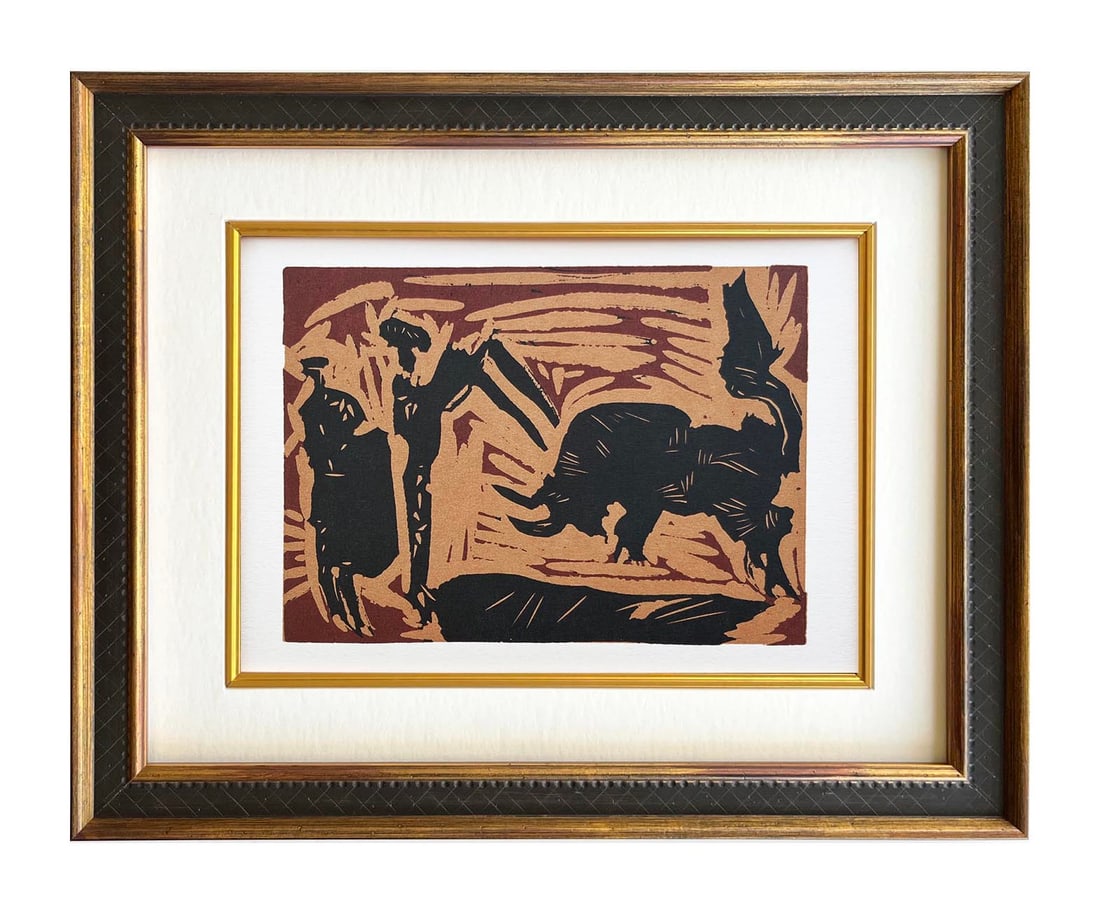 Pablo Picasso 40 Banderilles framed: Artist: Pablo Picasso Country: Spain Title: Banderilles Medium: Multichrome - 40 Marks: Not signed, not numbered Paper size 12.50 x 15 inch on heavy paper 350g Old Mill Bianco. Provenance: Picasso Lin