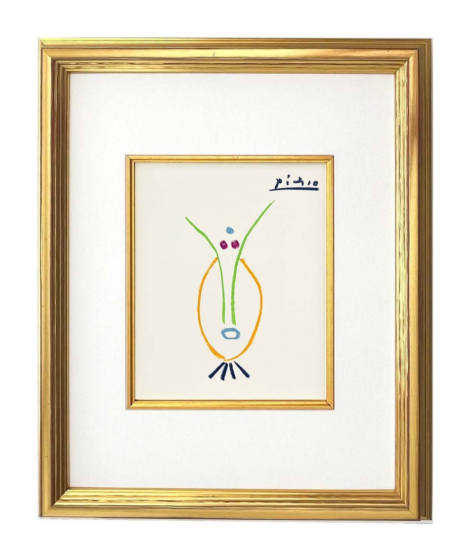 Picasso Lithograph 103 Between anger and death Framed: Title: Between anger and death Artist: Pablo Picasso Country: Spain Medium: Lithograph 103 Marks: Signed in plate, not numbered Paper Size: 13.70 x 9.50 inch Printed: 1968 on velum paper Provenance: S
