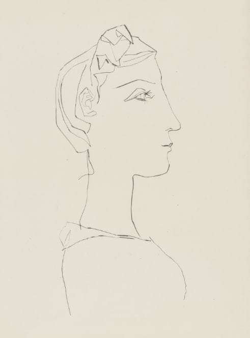 1985 Picasso Heliogravure 19 Woman with a braid: Artist: Pablo Picasso Country: Spain Medium: Heliogravure 19 Marks: Not signed, not numbered Paper Size: 15 x 11 inches on heavy matte finish paper. Provenance: Vintage portfolio, 1985 Condition: