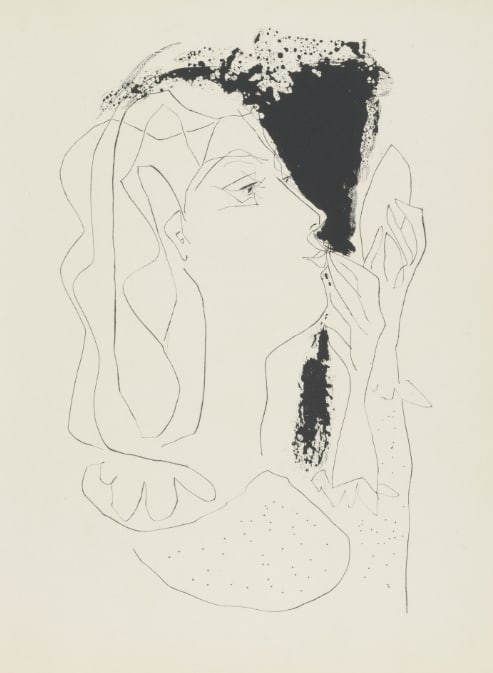 1985 Picasso Heliogravure 16 Woman with mirror: Artist: Pablo Picasso Country: Spain Medium: Heliogravure 16 Marks: Not signed, not numbered Paper Size: 15 x 11 inches on heavy matte finish paper. Provenance: Vintage portfolio, 1985 Condition:
