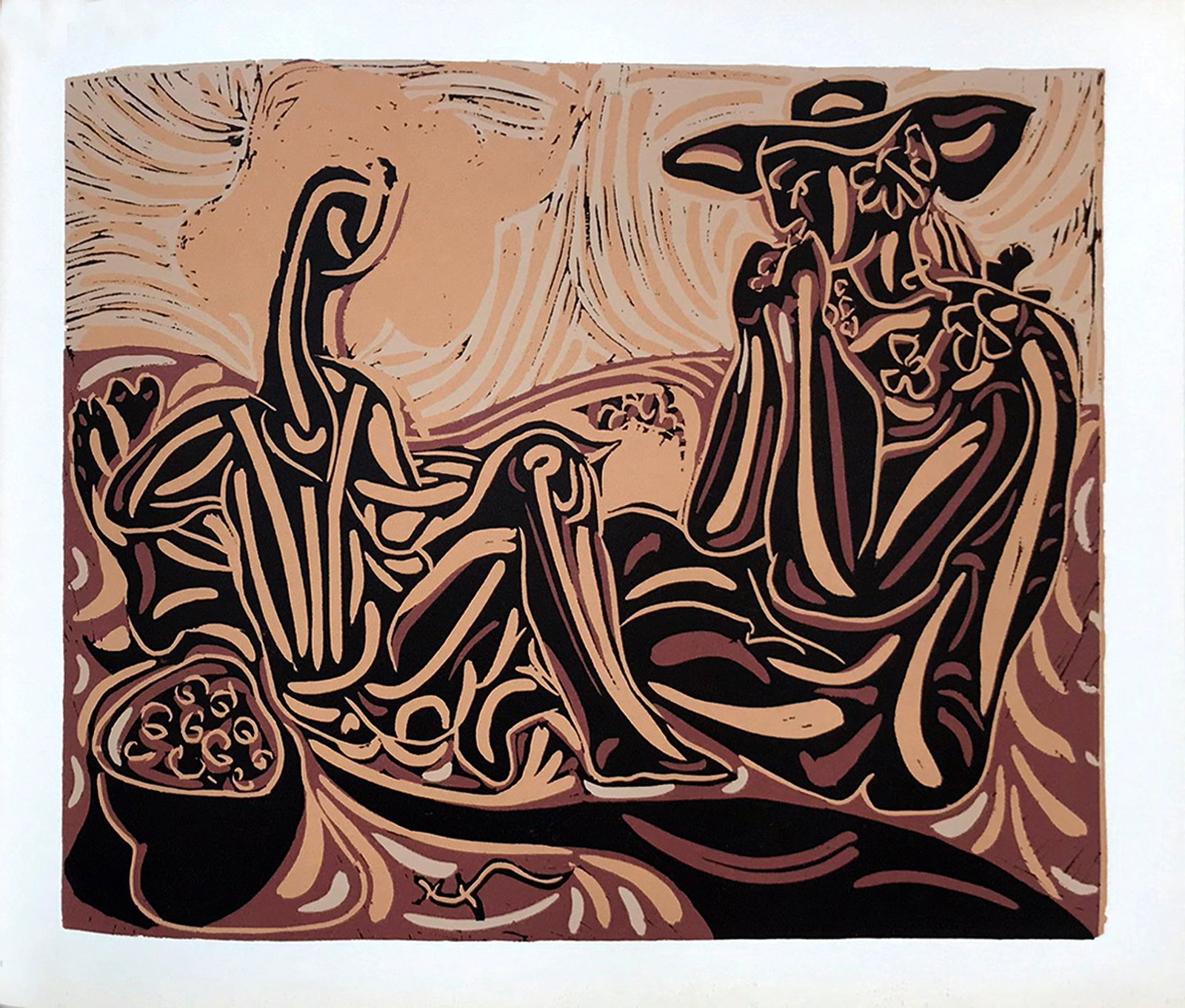 Pablo Picasso 34 Les Vendangeurs: Artist: Pablo Picasso Country: Spain Title: Les Vendangeurs Medium: Multichrome - 34 Marks: Not signed, not numbered Paper size 12.50 x 15 inch on heavy paper 350g Old Mill Bianco. Provenance: Picasso