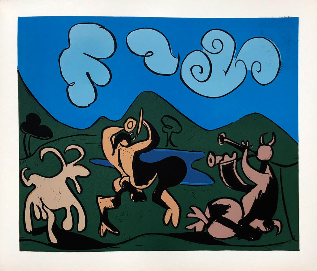 Picasso 31 Faunes et Chevre: Artist: Pablo Picasso Country: Spain Title: Faunes et Chevre Medium: Multichrome - 31 Marks: Not signed, not numbered Paper size 12.50 x 15 inch on heavy paper 350g Old Mill Bianco. Provenance: Picass