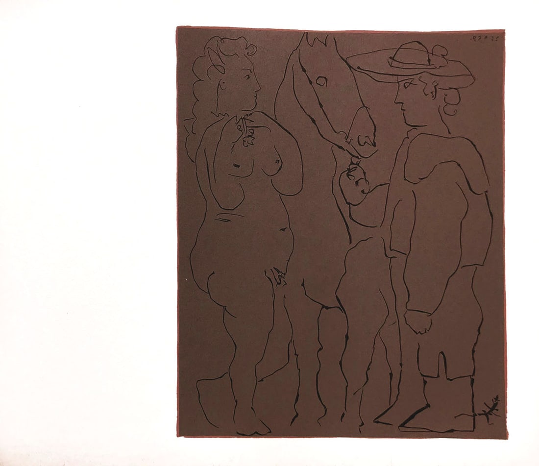 Picasso 10 Picador Femme et Cheval: Artist: Pablo Picasso Country: Spain Title: Picador Femme et Cheval Medium: Multichrome - 10 Marks: Not signed, not numbered Paper size 12.50 x 15 inch on heavy paper 350g Old Mill Bianco. Provenance: