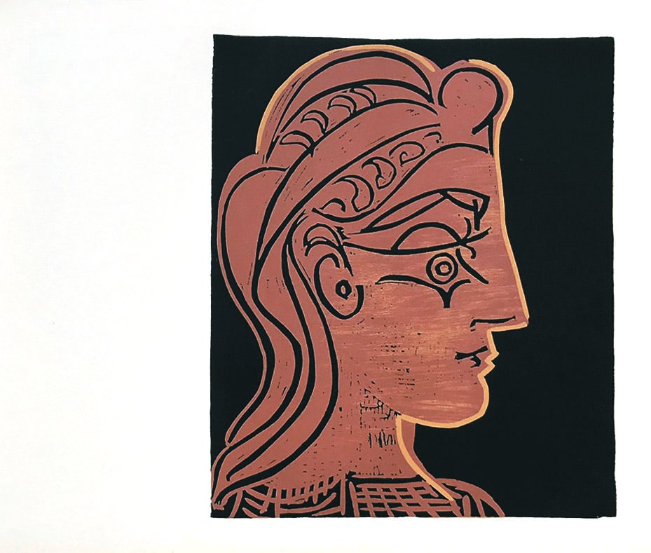 Picasso 2 Tete de Femme: Artist: Pablo Picasso Country: Spain Title: Tte de Femme Medium: Multichrome - 2 Marks: Not signed, not numbered Paper size 12.50 x 15 inch on heavy paper 350g Old Mill Bianco. Provenance: Picasso Lin