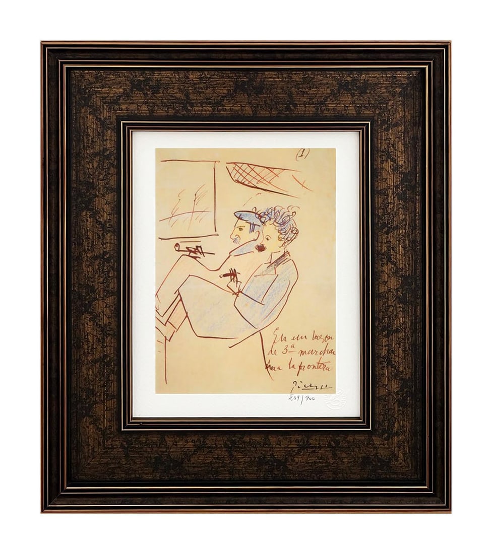 Pablo Picasso Trip To Paris 1 Limited edition framed: Artist: Pablo Picasso Country: Spain Title: Trip To Paris 1 Medium: Giclee Marks: Limited Edition numbered, not signed. Paper size: 10 x 8 inches on Arches paper. Printed: 2002 in the USA by the Fine 