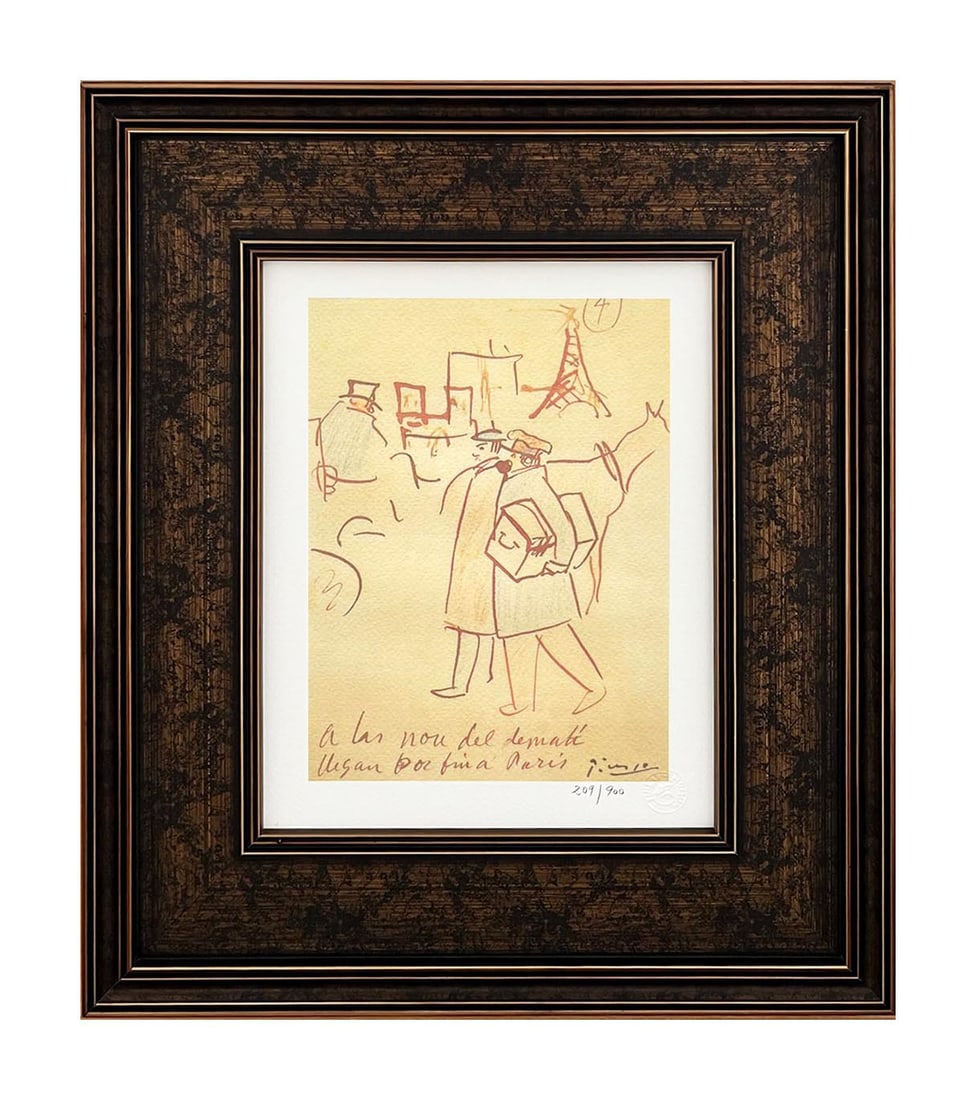 Pablo Picasso Trip To Paris 4 Limited Edition Framed: Artist: Pablo Picasso Country: Spain Title: Trip To Paris 4 Medium: Giclee Marks: Limited Edition numbered, not signed. Paper size: 10 x 8 inches on Arches paper. Printed: 2002 in the USA by the Fine 