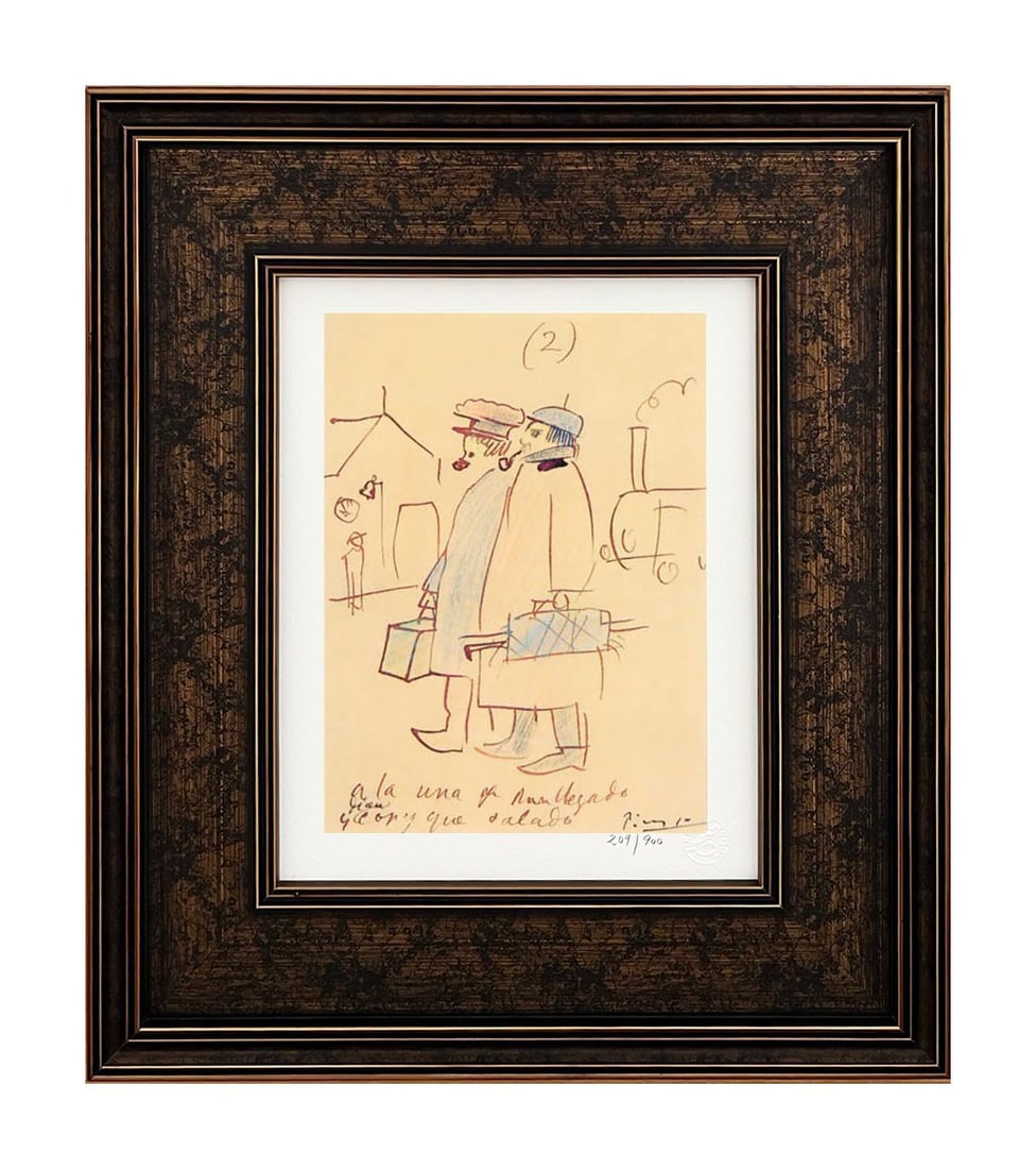 Pablo Picasso Trip To Paris 2 Limited Edition Framed: Artist: Pablo Picasso Country: Spain Title: Trip To Paris 2 Medium: Giclee Marks: Limited Edition numbered, not signed. Paper size: 10 x 8 inches on Arches paper. Printed: 2002 in the USA by the Fine 