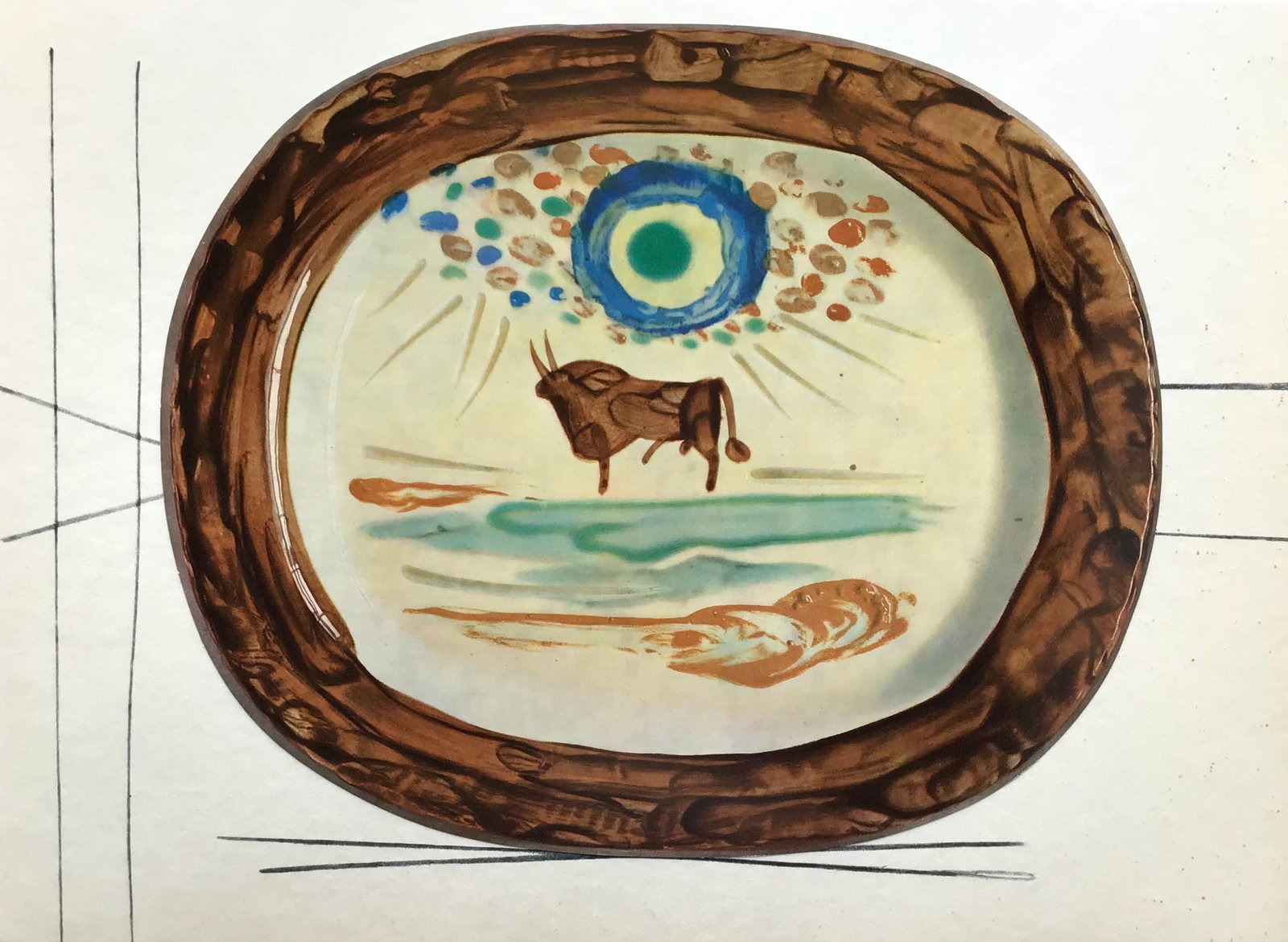 1950 Pablo Picasso Ceramics by Picasso 1: Artist: Pablo Picasso Country: Spain Title: Ceramics by Picasso 1 Medium: Offset Lithograph Marks: Not signed, not numbered Paper size: Vellum paper 15 x 11 inches Published: by Skira, 1950, Switzerla