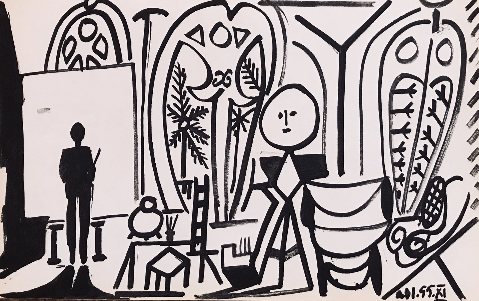 Picasso Sketchbook Print # 11 dated 1/11/1955 Carnet de la Californie: Title: Untitled 11 dated 1/11/1955 Artist: Pablo Picasso Country: Spain Medium: Offset Marks: Numbered & dated in plate, not signed Paper Size: 16.5 x10.5 inch Published: 1999 by Edition Cercle D'