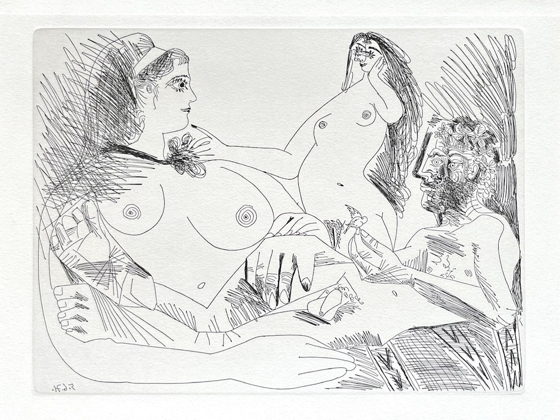 Picasso Gravure Apollinaire Les onze mille verges 11: Title: Les onze mille verges 11 Artist: Pablo Picasso Country: Spain Medium: Gravure Marks: Not signed, numbered Paper: Grand Velin de Papeteries de Lana 10.50 x 8 inch Printed: 1984 in Paris