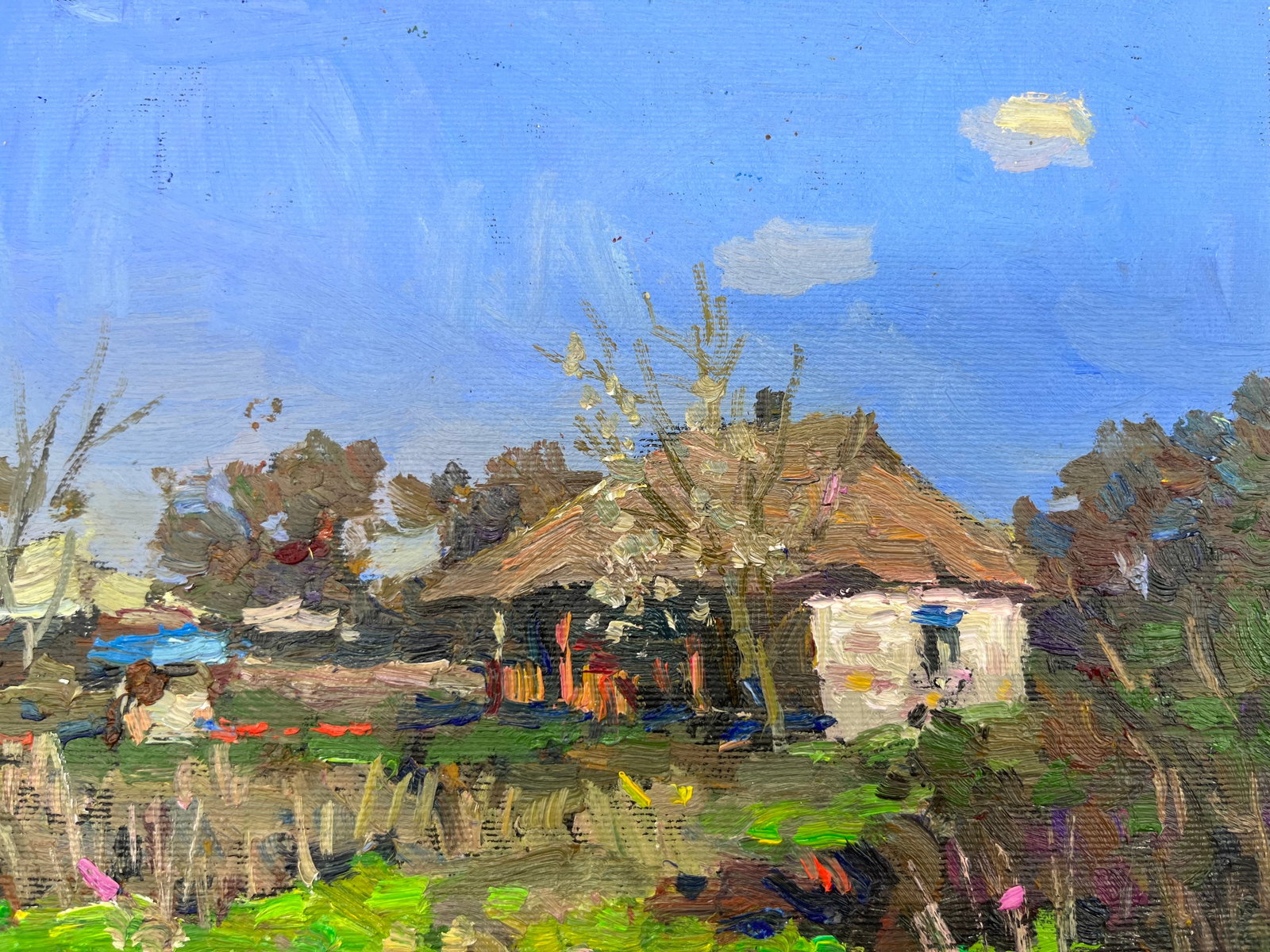 Oil painting house in the village Sergey Ivanovich - 9