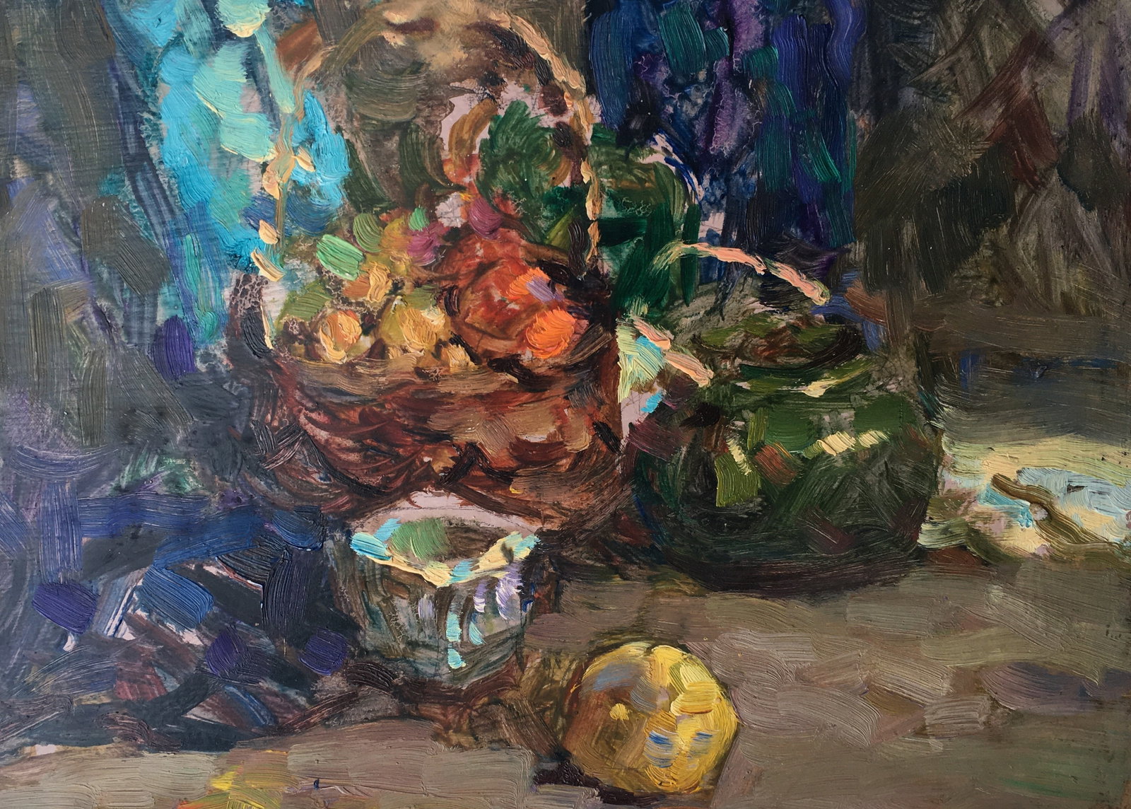 Oil painting Autumn still life Sergey Ivanovich: Title: Oil painting Autumn still life Sergey Ivanovich Description: 86ALAA Painter: Sergey Ivanovich Animov Size: 29x22 cm/11.4x8.66 inches Components: cardboard, oil Original painting from our