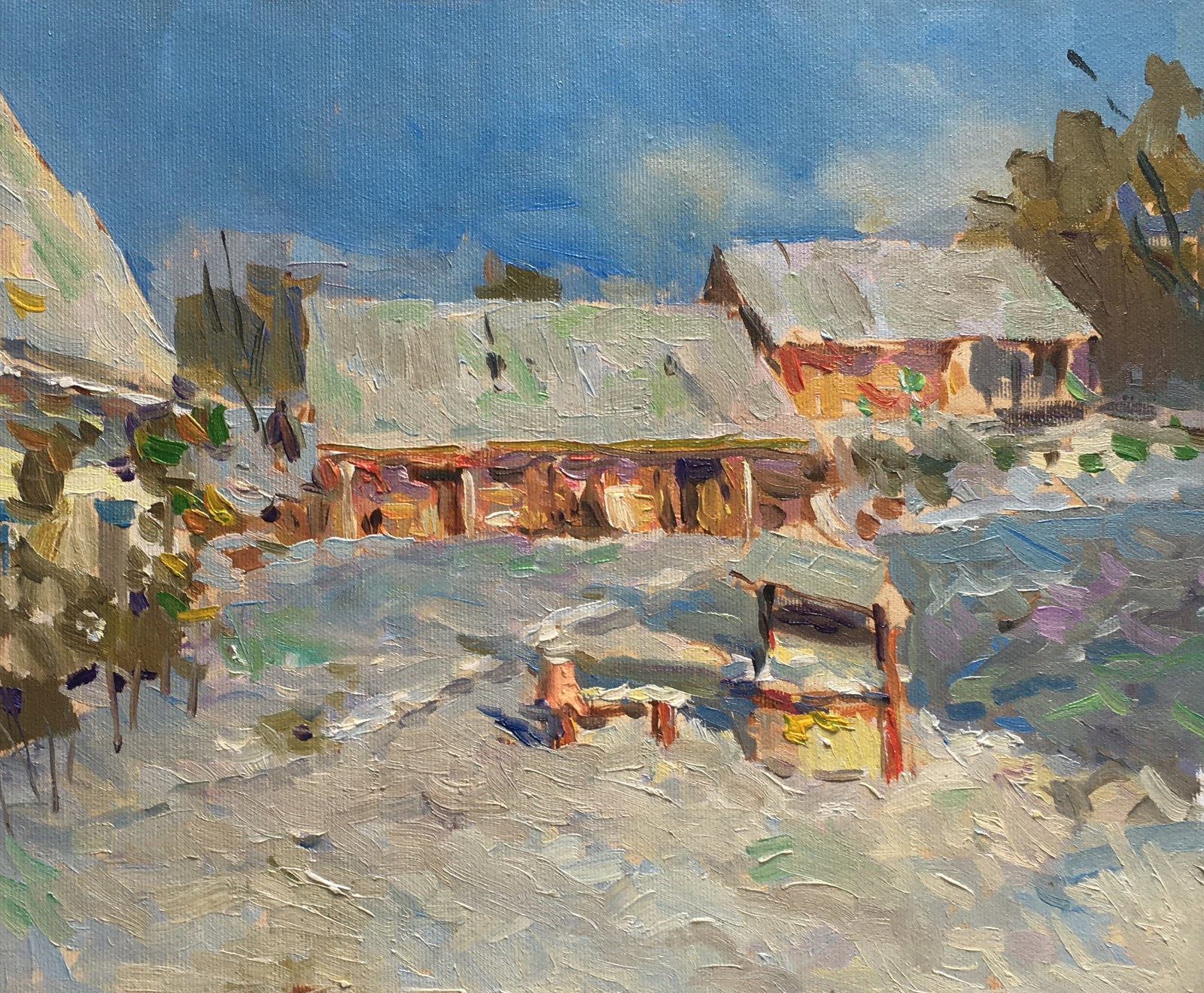 Oil painting Morning Sergey Ivanovich: Title: Oil painting Morning Sergey Ivanovich Description: 135ALAA Painter: Sergey Ivanovich Animov Size: 35x29,5 cm/13,7x11,6 inches Components: canvas, oil Original painting from our collection ERA: 
