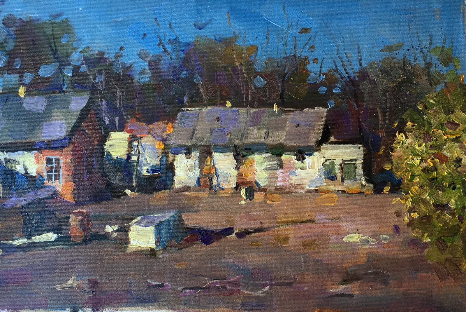 Oil painting Twilight in the village Sergey Ivanovich: Title: Oil painting Twilight in the village Sergey Ivanovich Description: 138ALAA Painter: Sergey Ivanovich Animov Size: 40x26,5 cm/15,74x10,43 inches Components: canvas, oil Original painting from ou