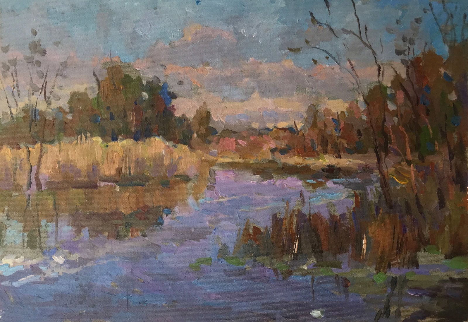 Oil painting water pocket Sergey Ivanovich: Title: Oil painting water pocket Sergey Ivanovich Description: 212ALAA Painter: Sergey Ivanovich Animov Size: 28x40 cm/11.02x15.7 inches Components: canvas, oil Original painting from our collection E