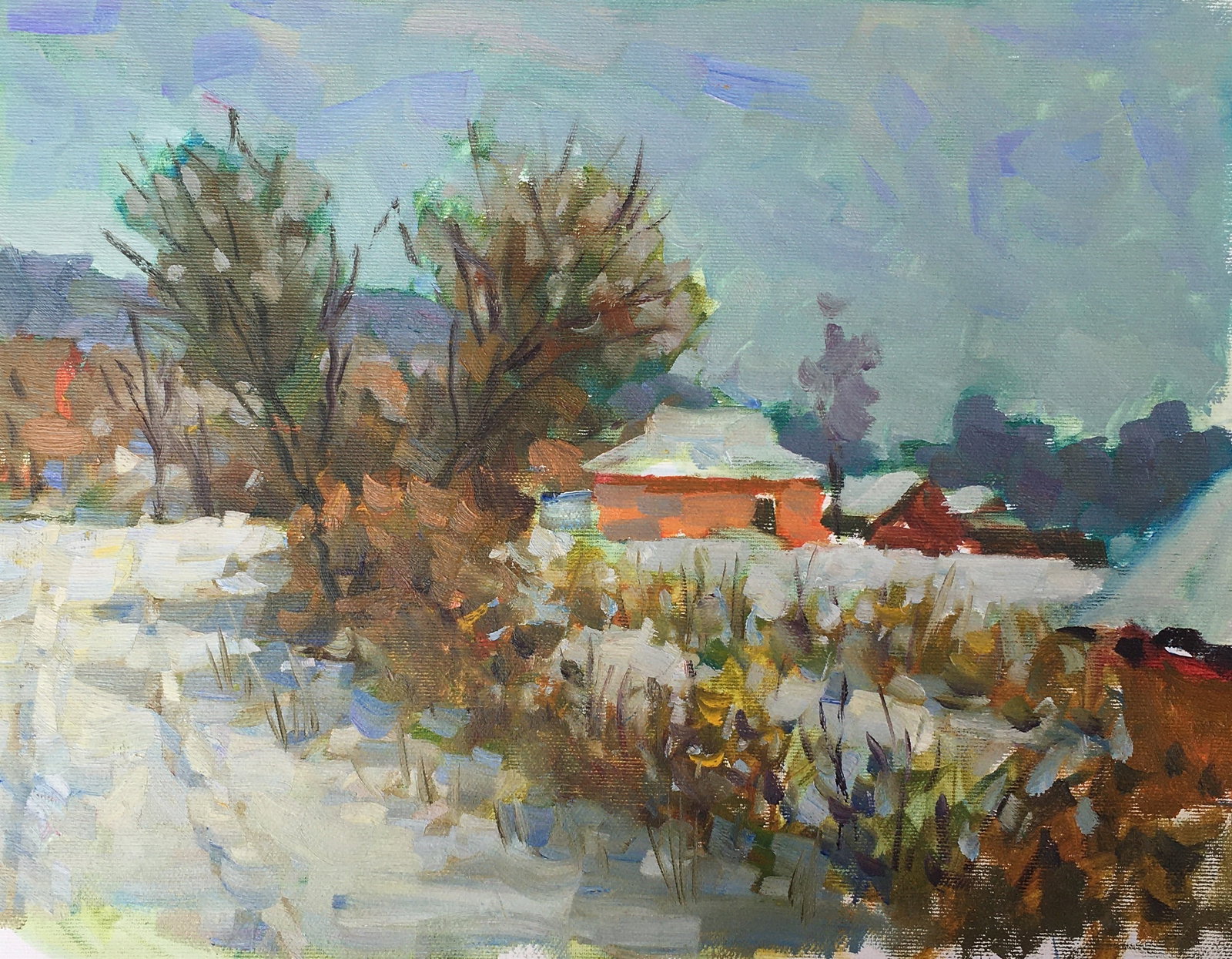 Oil painting Winter way Sergey Ivanovich Animov: Title: Oil painting Winter way Sergey Ivanovich Animov Description: 226ALAA Painter: Sergey Ivanovich Animov Size: 28x38 cm/11,02x14,96 inches Components: canvas, oil Original painting from our collec